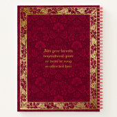 Classic Book Cover Gold Foliage Crimson Damask Notizblock (Rückseite)