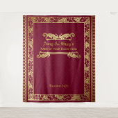 Classic Book Cover Gold Foliage Crimson Damask Wandteppich (Vorderseite)