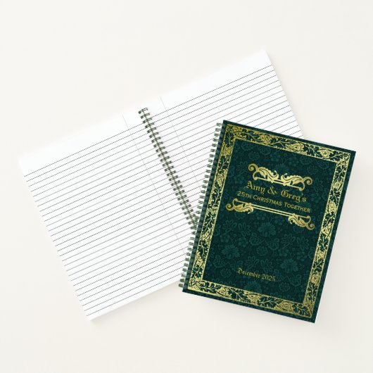 Classic Book Cover Gold Foliage Green Damask Notizblock (Innenseite)