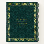 Classic Book Cover Gold Foliage Green Damask Notizblock (Rückseite)