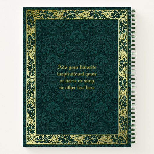 Classic Book Cover Gold Foliage Green Damask Notizblock (Rückseite)
