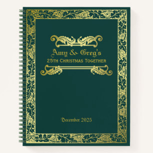 Classic Book Cover Gold Green Foliage Ornament Notizblock