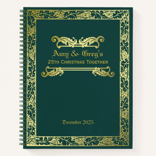 Classic Book Cover Gold Green Foliage Ornament Notizblock (Vorderseite)