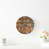 Classic book shelf pattern, bookcase,books,old runde wanduhr (Zuhause)
