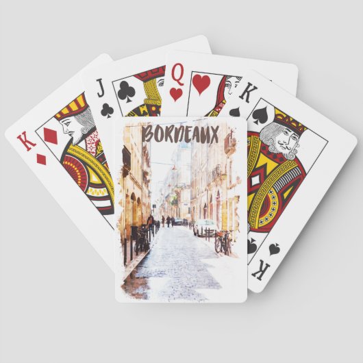 Classic Bordeaux Frankreich Wasserfarbenreise Spielkarten (Rückseite)