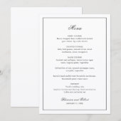Classic Border Black and White Timeless Wedding Menükarte (Vorne/Hinten)