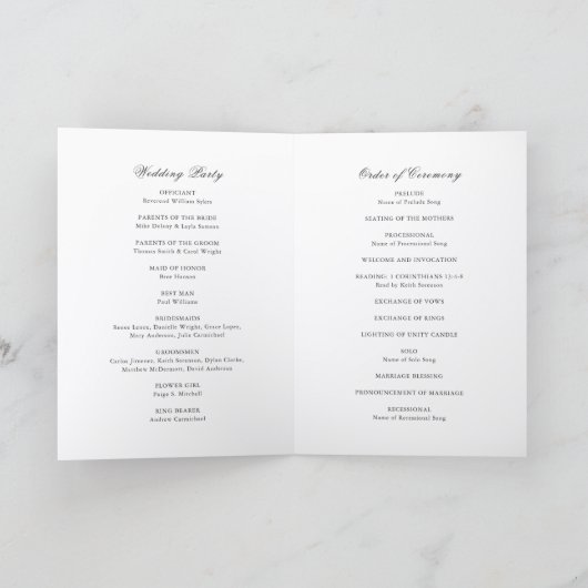 Classic Border Black and White Timeless Wedding Programm (Innenseite)