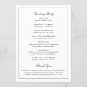 Classic Border Black and White Timeless Wedding Programm (Rückseite)