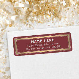Classic Border Burgundy Gold White Rücksendeadress