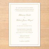 Classic Border Ivory and Gold Timeless Wedding Acryleinladungen (Vorderseite)
