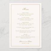 Classic Border Ivory and Gold Timeless Wedding Menükarte (Vorderseite)