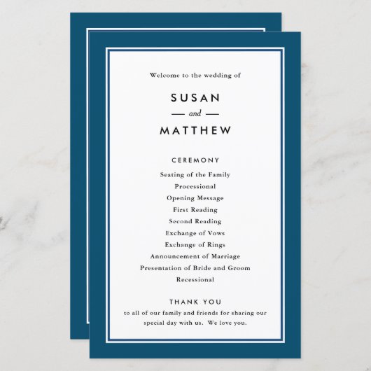 Classic Border Navy Blue, Paper Programm (Vorne/Hinten)