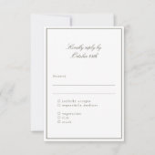 Classic Border Olive Elegant Wedding Meal Choice RSVP Karte (Vorderseite)