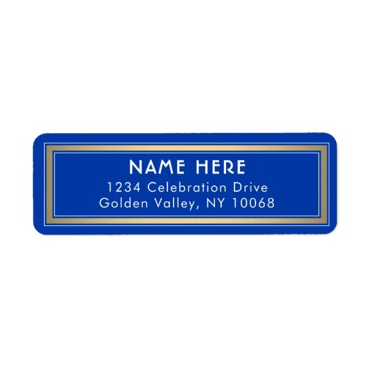 Classic Border Royal Blue and Gold Rücksendeadress (Vorne)