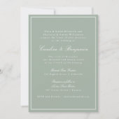 Classic Border Script Elegant Wedding Sage RSVP Einladung (Vorderseite)