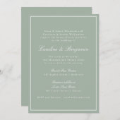 Classic Border Script Elegant Wedding Sage RSVP Einladung (Vorne/Hinten)