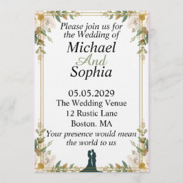 Classic Botanical Border Wedding Invitation Einladung