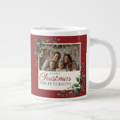 Classic Botanical Red Custom Photo Christmas Jumbo-Tasse (Rechts)
