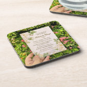 Classic Botanical Wedding Invi Getränkeuntersetzer (Linke Seite)