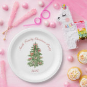 Classic Bow Tree Family Christmas Party Holiday Pappteller (Party)