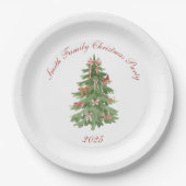 Classic Bow Tree Family Christmas Party Holiday Pappteller (Vorderseite)