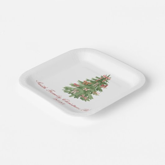 Classic Bow Tree Family Christmas Party Holiday Pappteller (Gewinkelt)