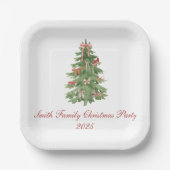 Classic Bow Tree Family Christmas Party Holiday Pappteller (Vorderseite)