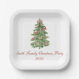 Classic Bow Tree Family Christmas Party Holiday Pappteller