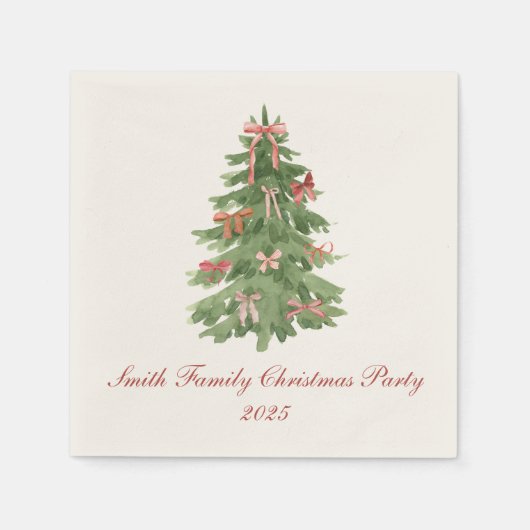 Classic Bow Tree Family Christmas Party Holiday Serviette (Vorderseite)