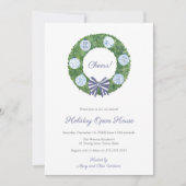 Classic Boxwood Blue White Christmas Holiday Party Einladung (Vorderseite)