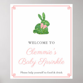 Classic Boxwood Bunny Girl Baby Dusche Willkommen Poster