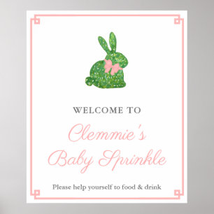 Classic Boxwood Bunny Girl Baby Dusche Willkommen Poster