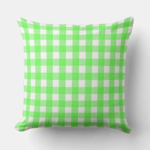 Classic Bright Green Gingham Throw Kissen