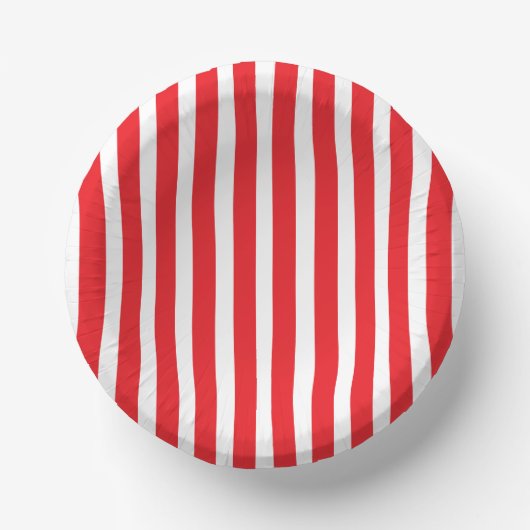 Classic Bright Red and White Striped 7" Pappteller (Vorderseite)