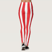 Classic Bright Red and White Striped Stylish Leggings (Rückseite)