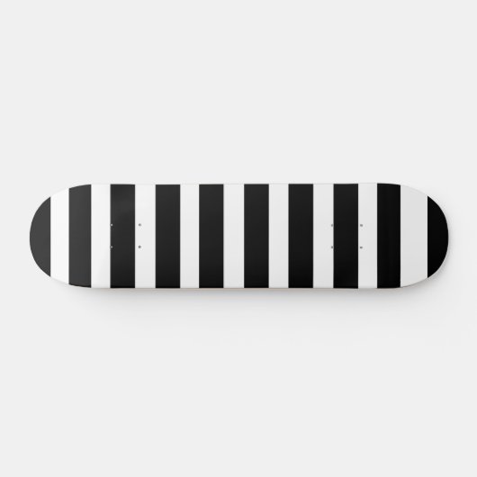 Classic Bright White and Black Striped Skateboard (Horizontal)