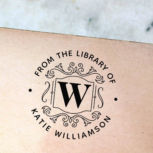Classic British Monogram Personal Library Book Gummistempel