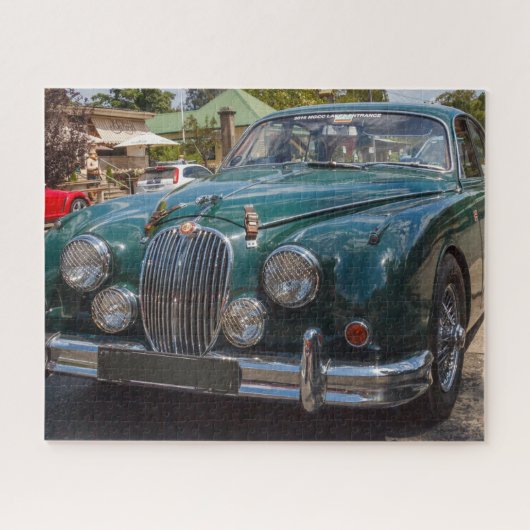 Classic British Racing Green Jaguar Mk2 Auto. Puzzle (Horizontal)