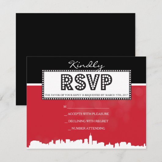 CLASSIC BROADWAY Bar Bat Mitzvah Einladung (Vorne/Hinten)