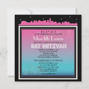 CLASSIC BROADWAY Bat Mitzvah Einladung CENTERED