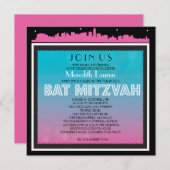 CLASSIC BROADWAY Bat Mitzvah Einladung Regenbogen2 (Vorne/Hinten)