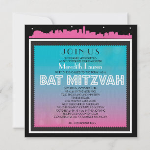 CLASSIC BROADWAY Bat Mitzvah Einladung Regenbogen2