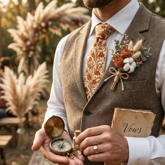 Classic Brown Damask Leaf Krawatte