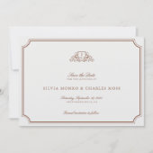 Classic Brown/Ecru Wedding Monogram Save the Date (Vorderseite)