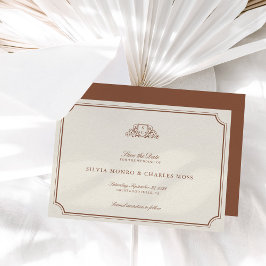 Classic Brown/Ecru Wedding Monogram Save the Date