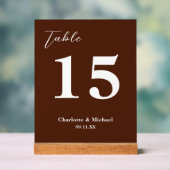 Classic Brown Minimalist Wedding Table Number Acrylschild (Neutral)