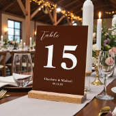 Classic Brown Minimalist Wedding Table Number Acrylschild