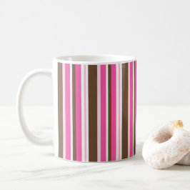 Classic Brown & Pink Stripe Coffee Mugs  Kaffeetasse