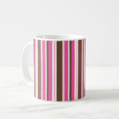 Classic Brown & Pink Stripe Coffee Mugs  Kaffeetasse (Vorderseite Links)
