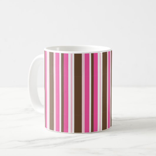 Classic Brown & Pink Stripe Coffee Mugs  Kaffeetasse (Vorderseite Links)
